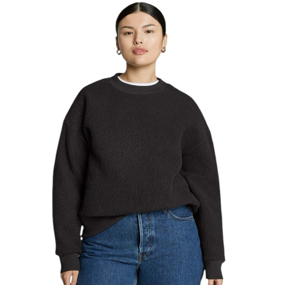 Everlane Black Sherpa Crewneck Sweater